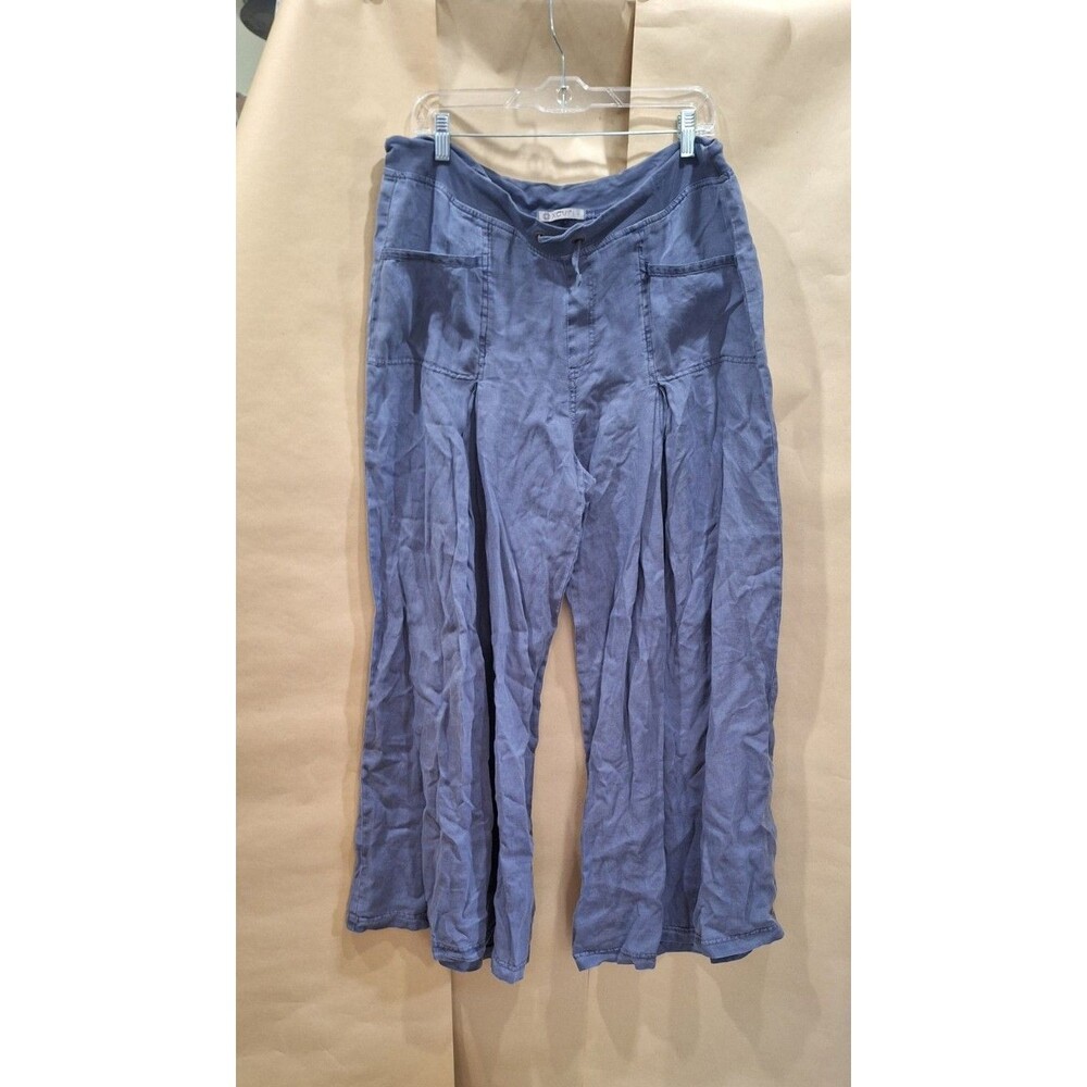 XCVI Zorba Wide Leg Linen Pants Chambray Blue Drawstring Size Large
